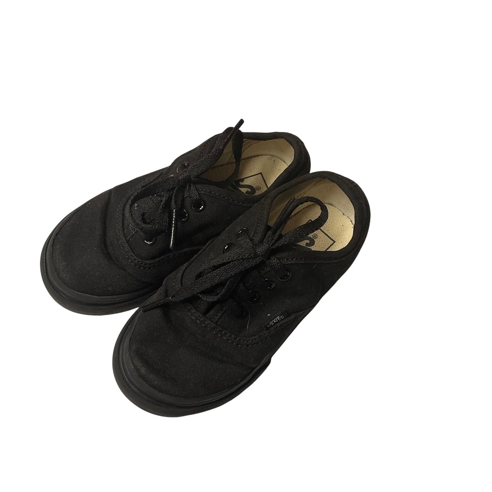 Vans Authentic Toddler Shoes Black‎ Canvas Lace Up Size 7.5 Toddler